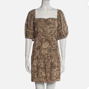 House of Harlow 1960 puffed sleeve animal  print Women's dress